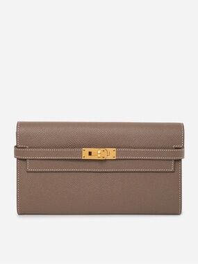 HERMES 2017 Epsom Kelly Long Wallet Etoupe